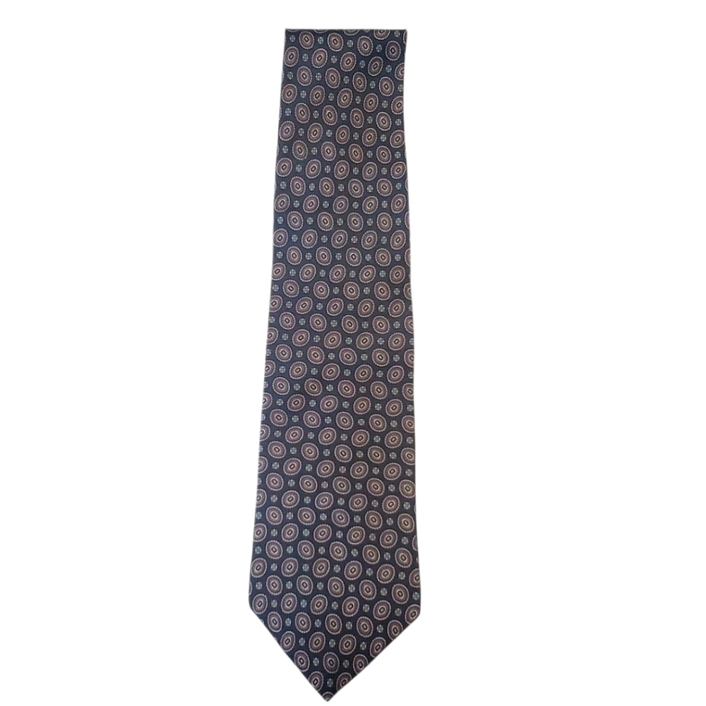 Henri Christian Blue & Marron Neck Tie 100% Silk Men’s Vintage Great Britian.